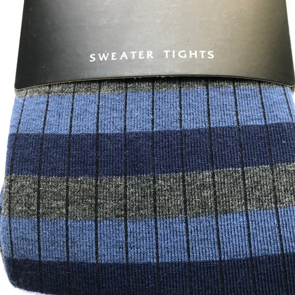 MeMoi Navy, Blue, Grey Striped Cotton Sweater Tights - Picture 3 of 4